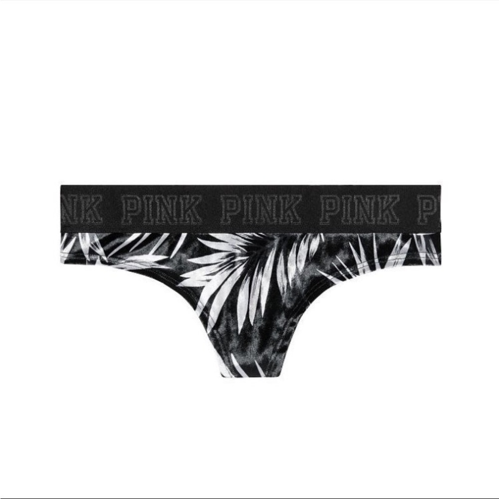 VS PINK Logo Velvet Thong